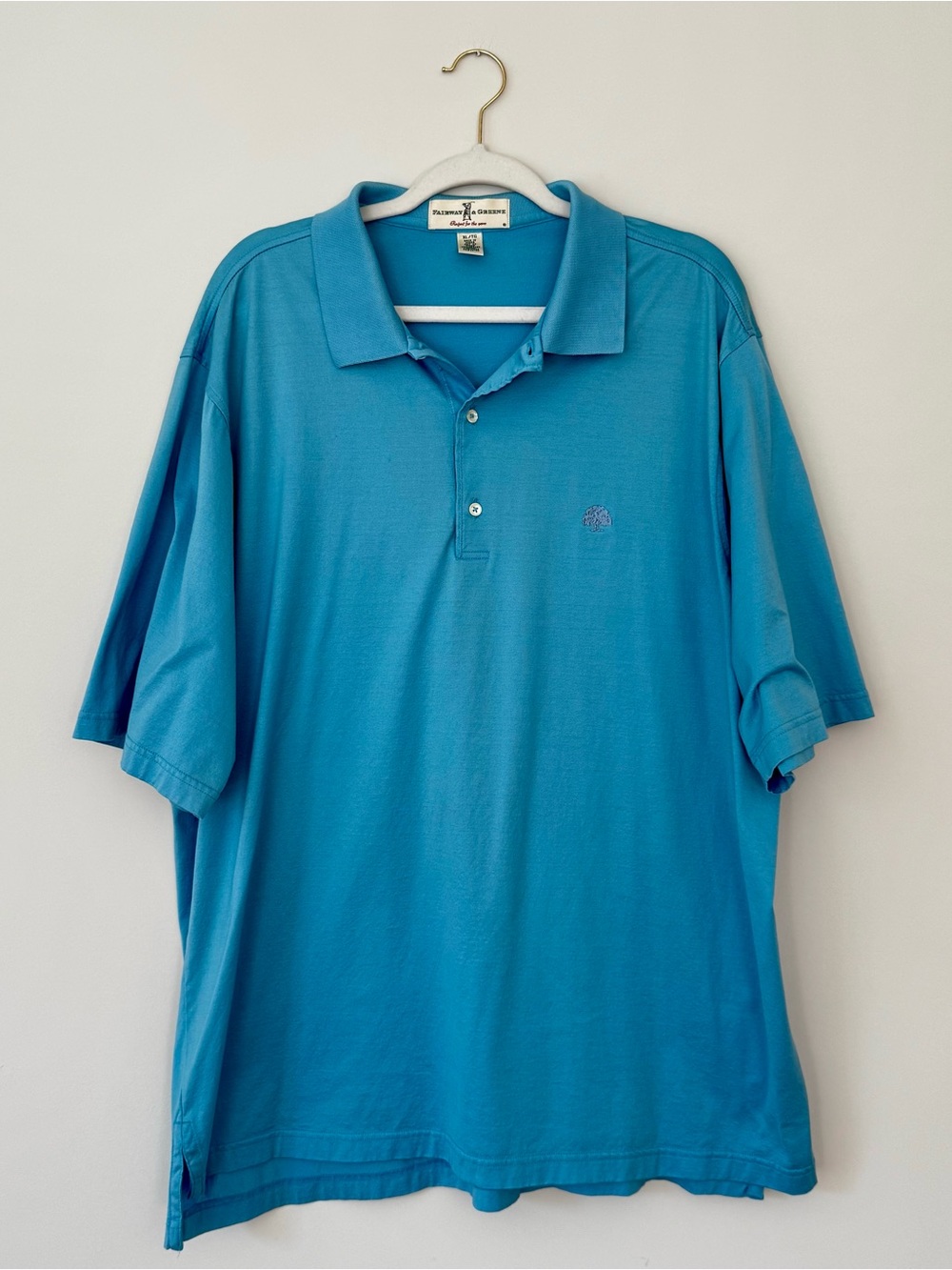 Fairway & Greene Cotton Embroidered John’s Island Golf Polo, Pool Blue – XL